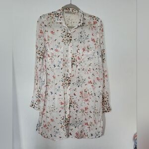 Floral Pattered Long Button Down